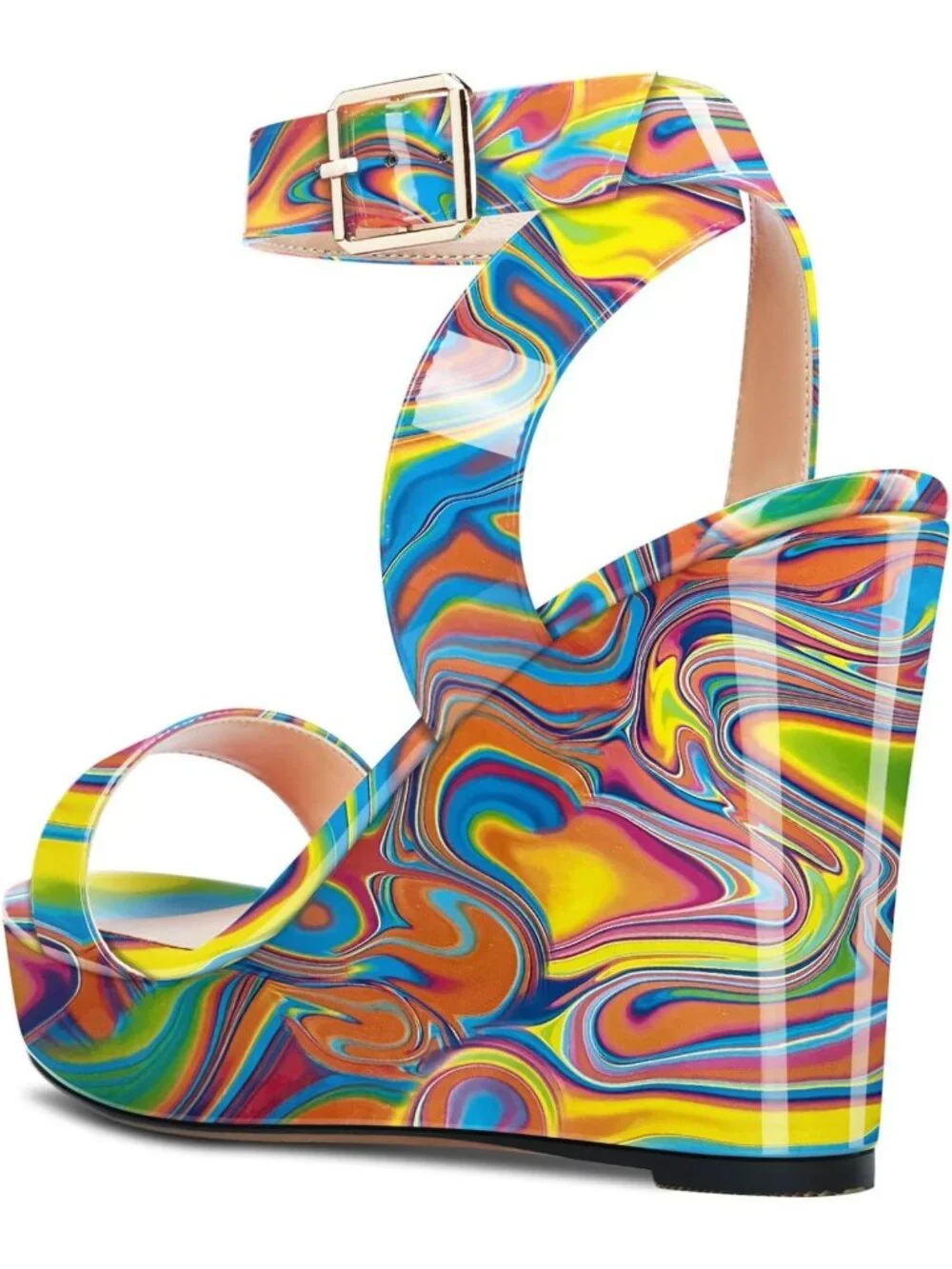 Stylish Women's Platform Wedge Sandals - Peep Toe Ankle Strap, Chunky Block